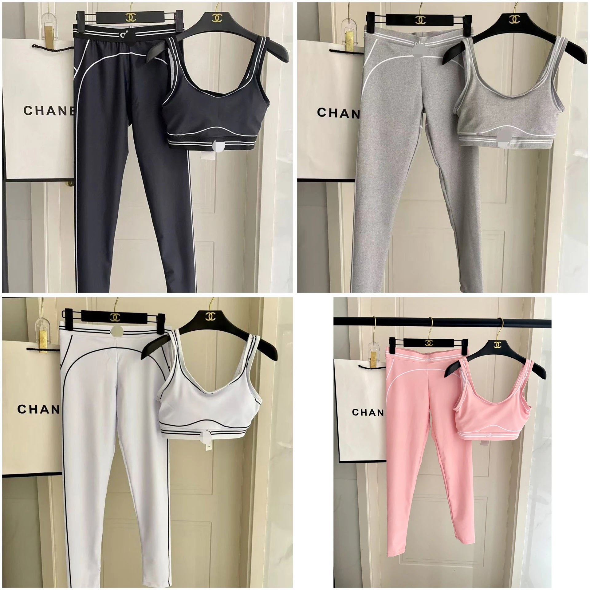 Chanel Sporty Cropped Bra & Legging Set [4 styles]
