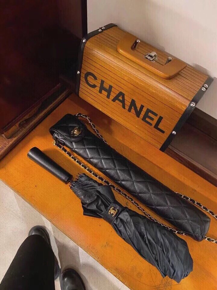 Chanel Quilted Chain Umbrella Case with Umbrella